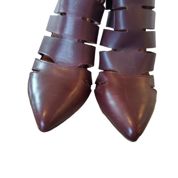 Rebecca Minkoff Sz 6 Debra Cutout Leather Bootie Caged Heels Brown Leather 3.75" - Picture 6 of 12